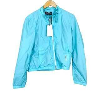 MEMBER'S ONLY Womens Blue Nylon Packable Jacket S/M NWT Baby Blue Pastel Moto